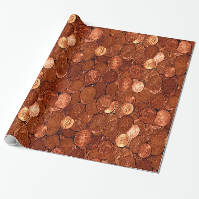 Papier Cadeau Papier d'enveloppement de pièces de cuivre (Déroulé)