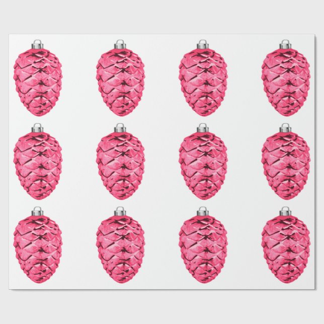 Papier Cadeau Papier d'enveloppement de pinecones roses (Plat)