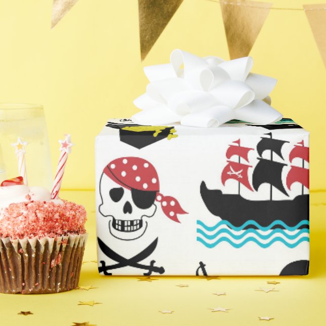 Papier Cadeau Papier d'enveloppement de pirate nautique (Fête d'anniversaire)