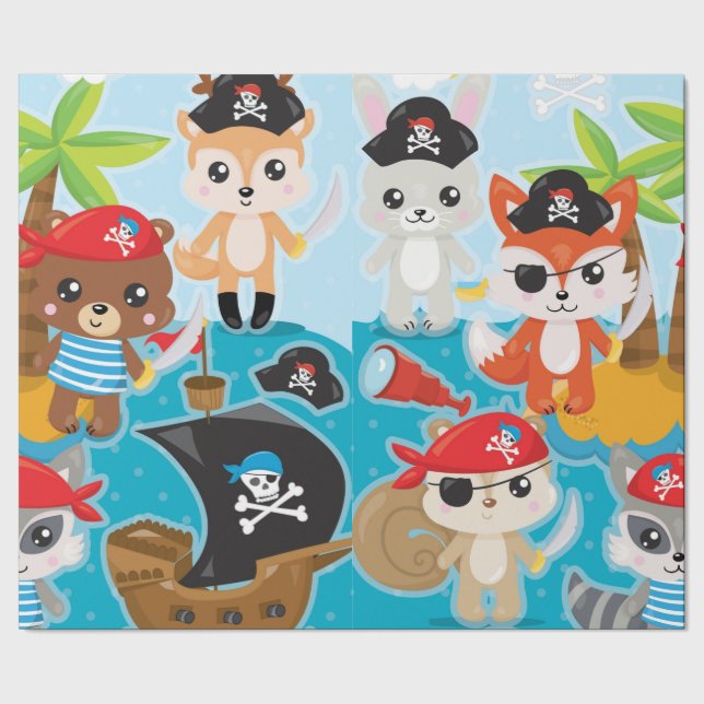 Papier Cadeau Papier d'enveloppement de pirates animaux (Couture)