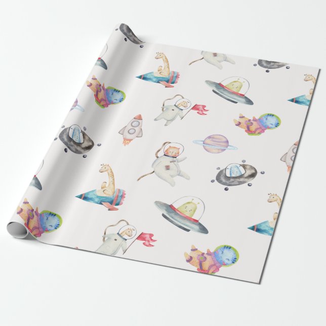 Papier Cadeau Papier d'enveloppement de planète pour astronautes (Déroulé)