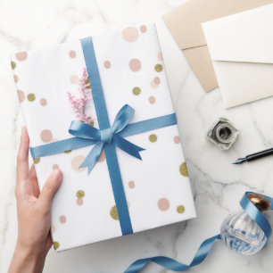 Papier Cadeau Papier d'enveloppement de points d'or rose