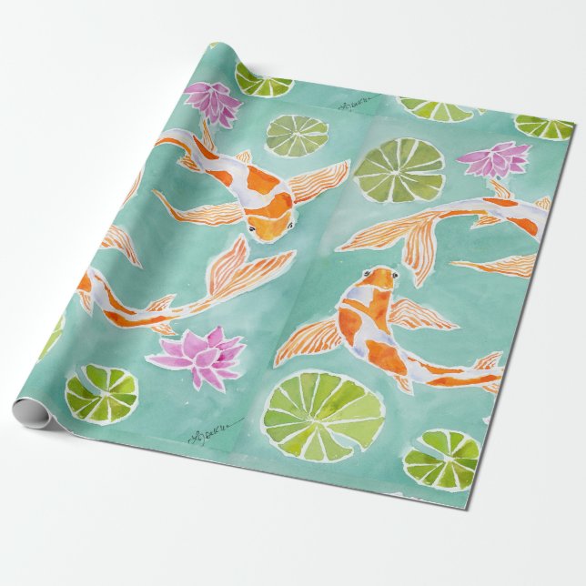 Papier Cadeau Papier d'enveloppement de poisson Koi (Déroulé)