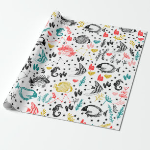Papier Cadeau Papier d'enveloppement de poissons tropicaux