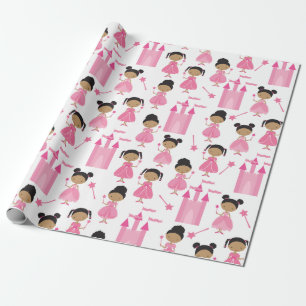 Papier Cadeau Papier d'enveloppement de princesse rose afro-amér