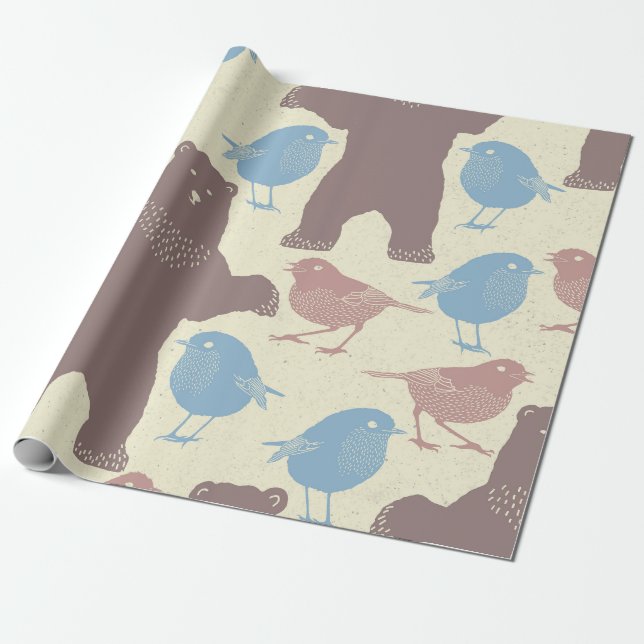Papier Cadeau Papier d'enveloppement de printemps de Whimsy Wood (Déroulé)