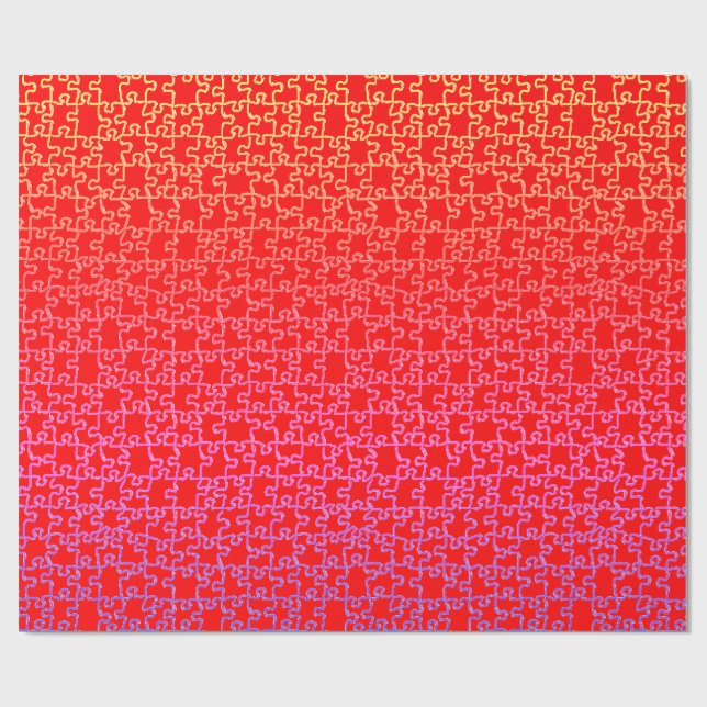 Papier Cadeau Papier d'enveloppement de puzzle jaune rouge (Plat)