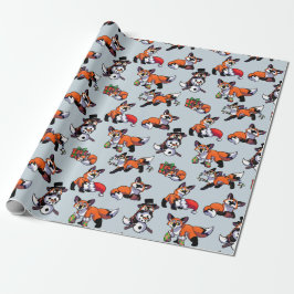 Papier Cadeau Papier d'enveloppement de renard de Noël