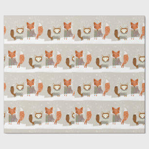 Papier Cadeau Papier d'enveloppement de renard d'hiver