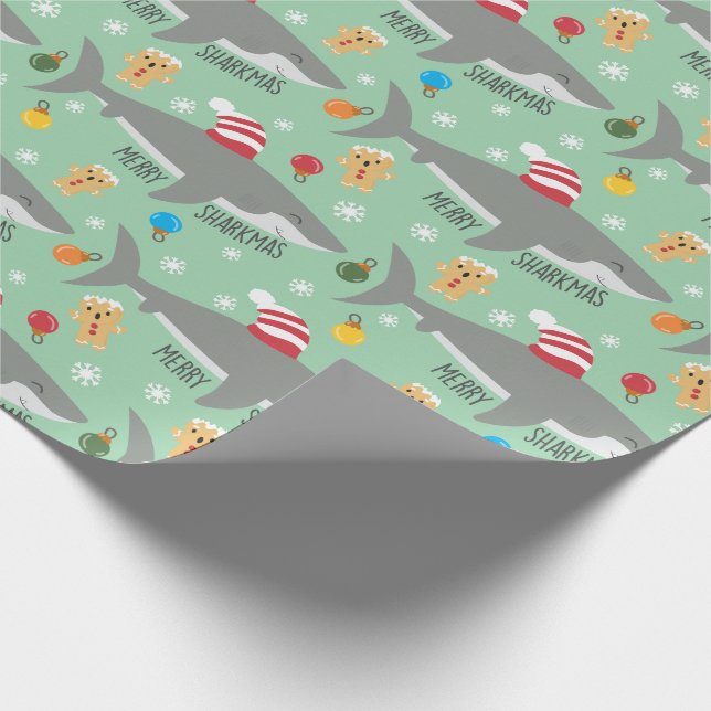 Papier Cadeau Papier d'enveloppement de requin de Noël (Coin)