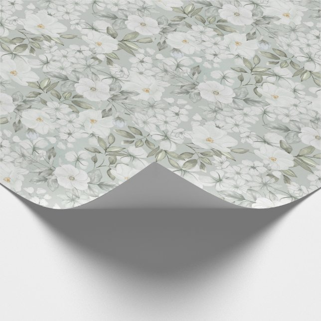 Papier Cadeau Papier d'enveloppement de roses blanches (Coin)