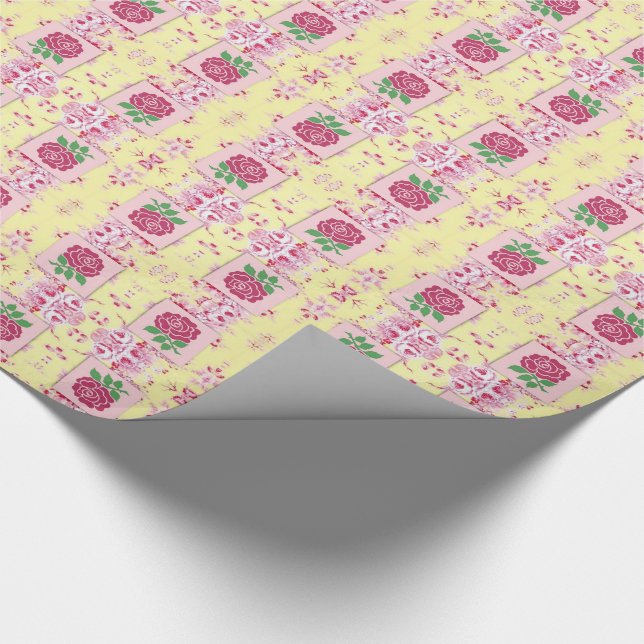 Papier Cadeau Papier d'enveloppement de roses roses de charme (Coin)