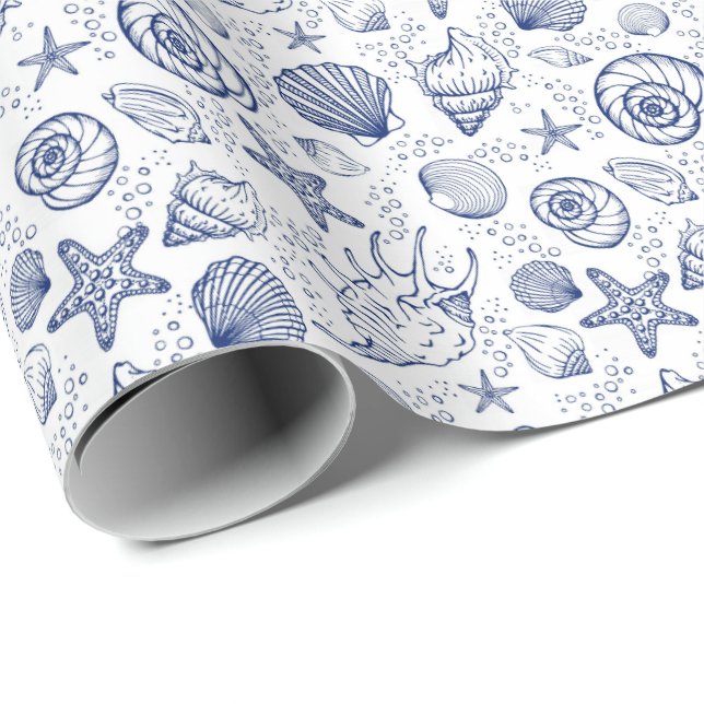 Papier Cadeau Papier d'enveloppement de séchoir bleu et blanc (Coin rond)