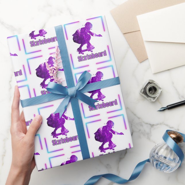 Papier Cadeau Papier d'enveloppement de skateboard violet (Cadeaux)
