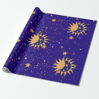 Papier Cadeau Papier d'enveloppement de soleil et de lune