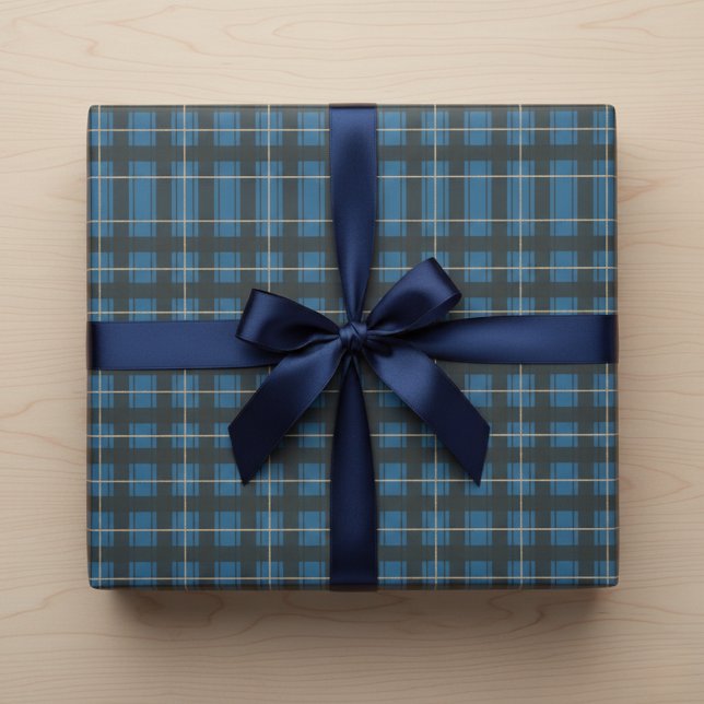 Papier Cadeau Papier d'enveloppement de tarte bleu Arctique (Arctic Blue Tartan Wrapping Paper)