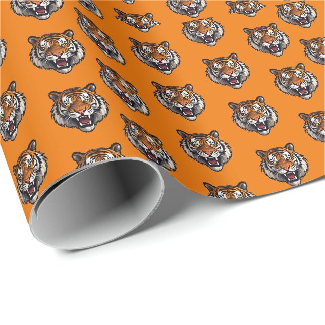 Papier Cadeau Papier d'enveloppement de tigre (Coin rond)
