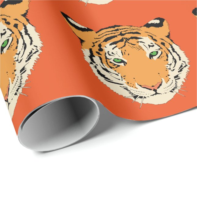 Papier Cadeau Papier d'enveloppement de tigre (Coin rond)