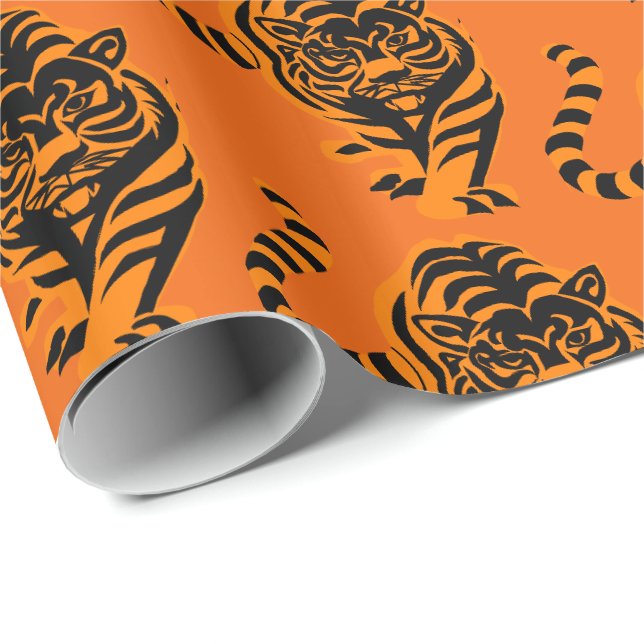 Papier Cadeau Papier d'enveloppement de tigres (Coin rond)