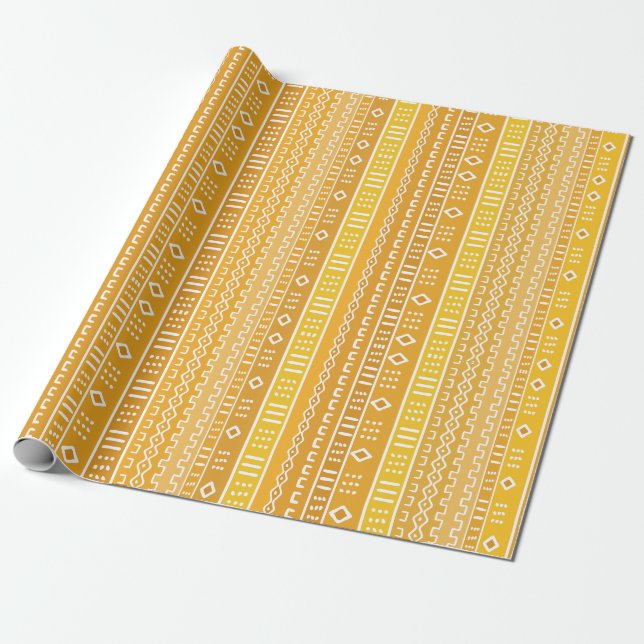 Papier Cadeau Papier d'enveloppement de tissu de boue moderne or (Déroulé)