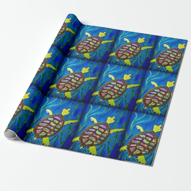 Papier Cadeau Papier d'enveloppement de tortue de mer (Déroulé)