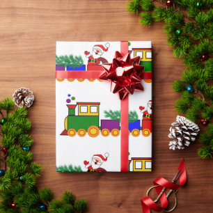 Papier Cadeau Papier d'enveloppement de train de Noël