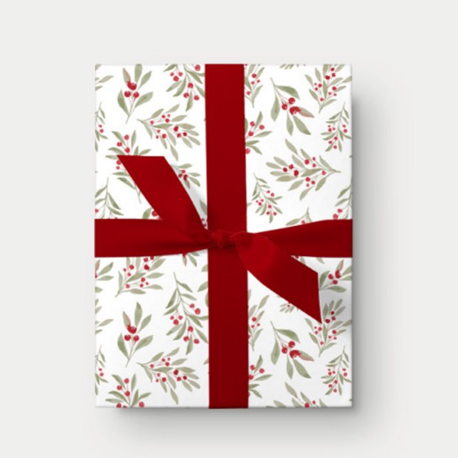 Papier Cadeau Papier d'enveloppement de vacances florales d'hive (Créateur téléchargé)