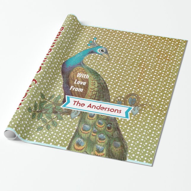 Papier Cadeau Papier d'enveloppement de vacances Peacock personn (Déroulé)