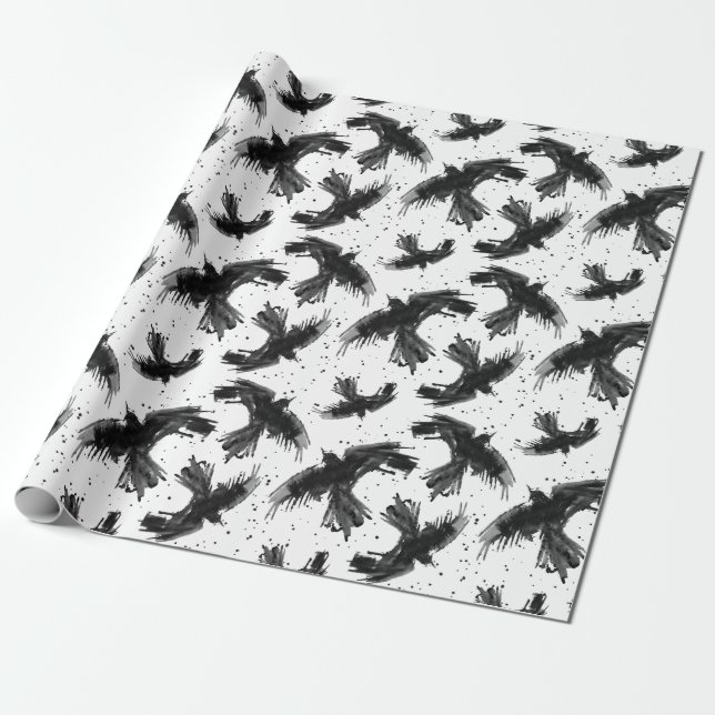 Papier Cadeau Papier d'enveloppement de vol Raven (Déroulé)