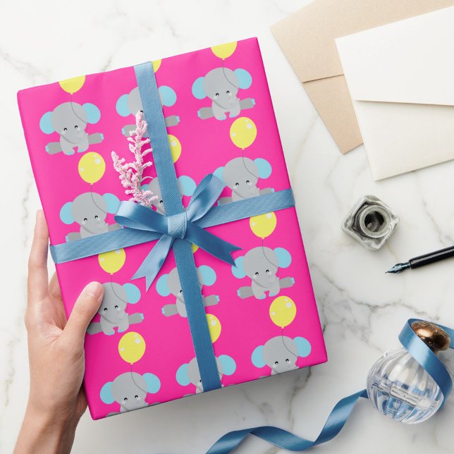 Papier Cadeau Papier d'enveloppement d'éléphant mignon (Créateur téléchargé)