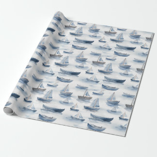 Papier Cadeau Papier d'enveloppement des bateaux aquarelles
