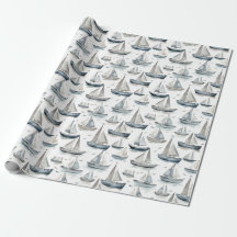 Papier d'enveloppement des bateaux aquarelles