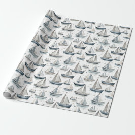 Papier Cadeau Papier d'enveloppement des bateaux aquarelles