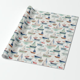 Papier Cadeau Papier d'enveloppement des bateaux aquarelles