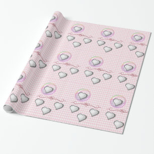 Papier Cadeau Papier d'enveloppement des Coeurs blancs