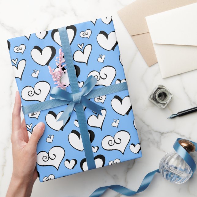 Papier Cadeau Papier d'enveloppement des Coeurs Bleus (Cadeaux)
