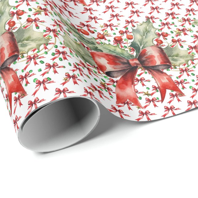 Papier Cadeau Papier d'enveloppement des vaches rouges de Noël (Coin rond)