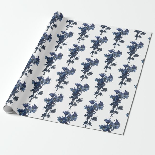 Papier Cadeau Papier d'enveloppement d'été Bouquet bleu (Déroulé)