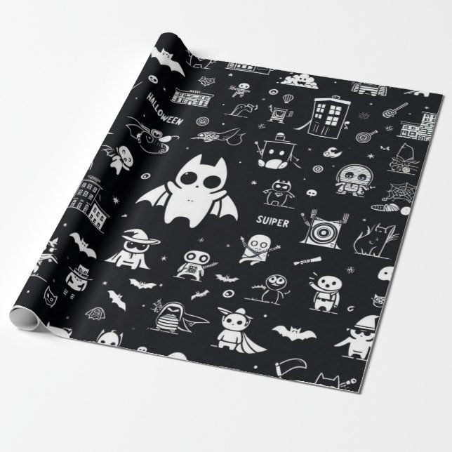 Papier Cadeau Papier d'enveloppement d'Halloween (Déroulé)
