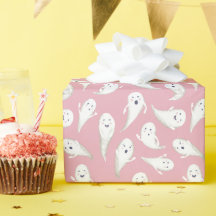 Papier d'enveloppement d'Halloween Pink Cute Ghost