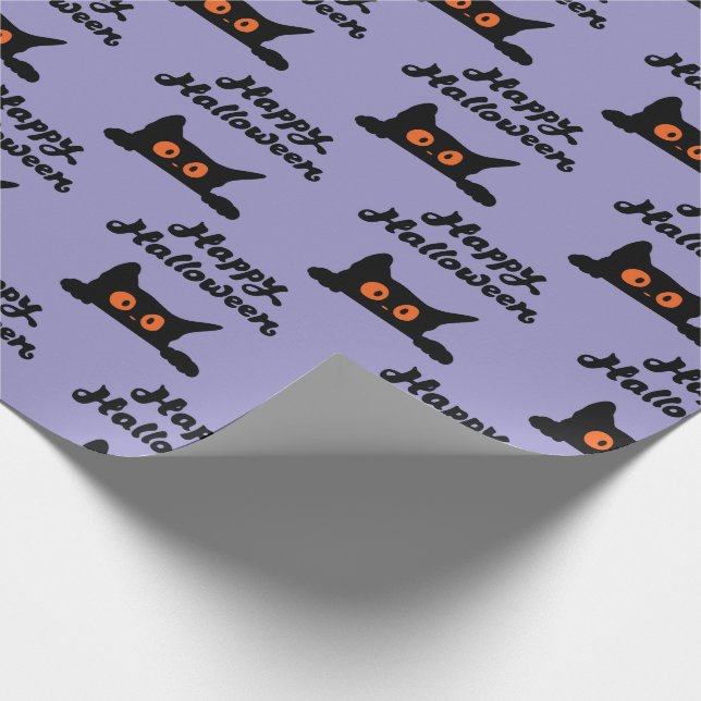 Papier Cadeau Papier d'enveloppement d'Halloween violet avec cha (Coin)
