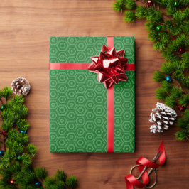 Papier Cadeau Papier d'enveloppement d'hexagones verts imbriqués