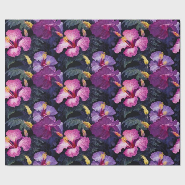 Papier Cadeau Papier d'enveloppement d'hibiscus d'aquarelle (Couture)