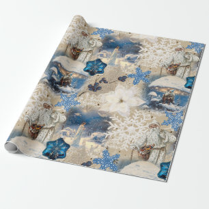 Papier Cadeau Papier d'enveloppement d'Imaginaire bleu Yuletide