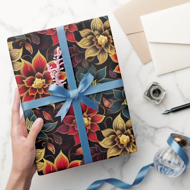 Papier Cadeau Papier d'enveloppement Diwali Florals (Cadeaux)
