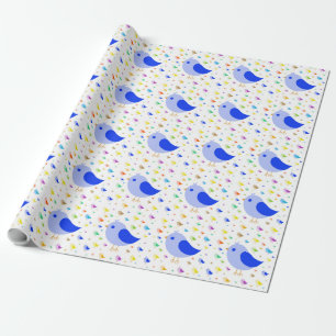 Papier Cadeau Papier d'enveloppement d'oiseaux bleu