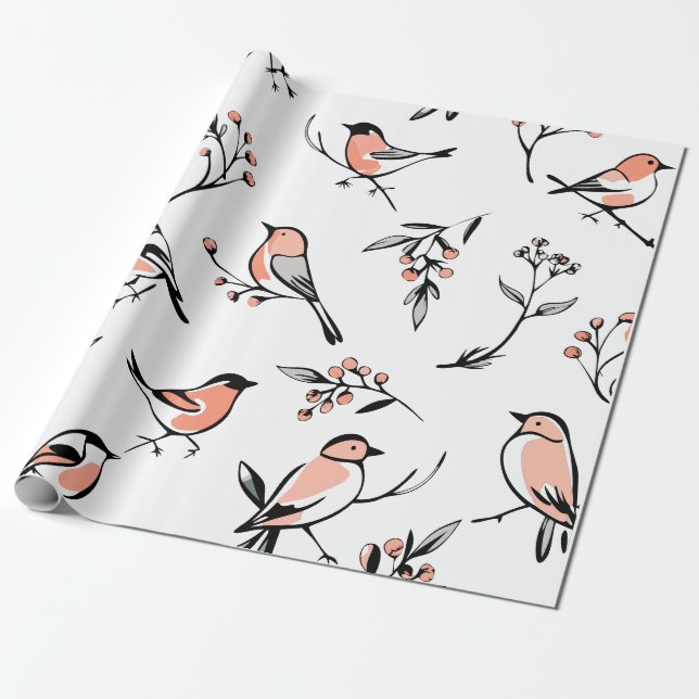 Papier Cadeau Papier d'enveloppement d'oiseaux des fêtes de Berr (Déroulé)