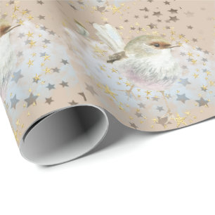 Papier Cadeau Papier d'enveloppement d'oiseaux et d'étoiles