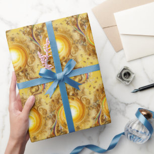 Papier Cadeau Papier d'enveloppement d'onde dorée