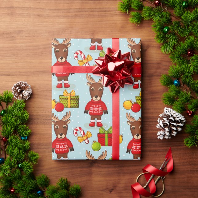 Papier Cadeau Papier d'enveloppement d'orignal de Noël (Cadeau de vacances)